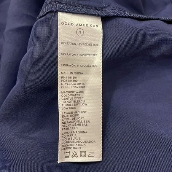 NWT Good American Good Touch Cutaway Woven Tank Navy Blue L - Picture 10 of 13